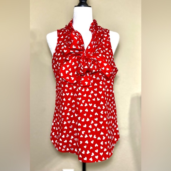 Blouse Red and White Love Hearts Valentines festive top - Picture 6 of 16